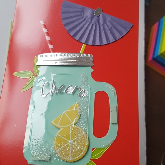 2 pcs C R Gibson Luxury Card Cheers Glass Umbrella (1 Card with Envelope) - Picture 3 of 14